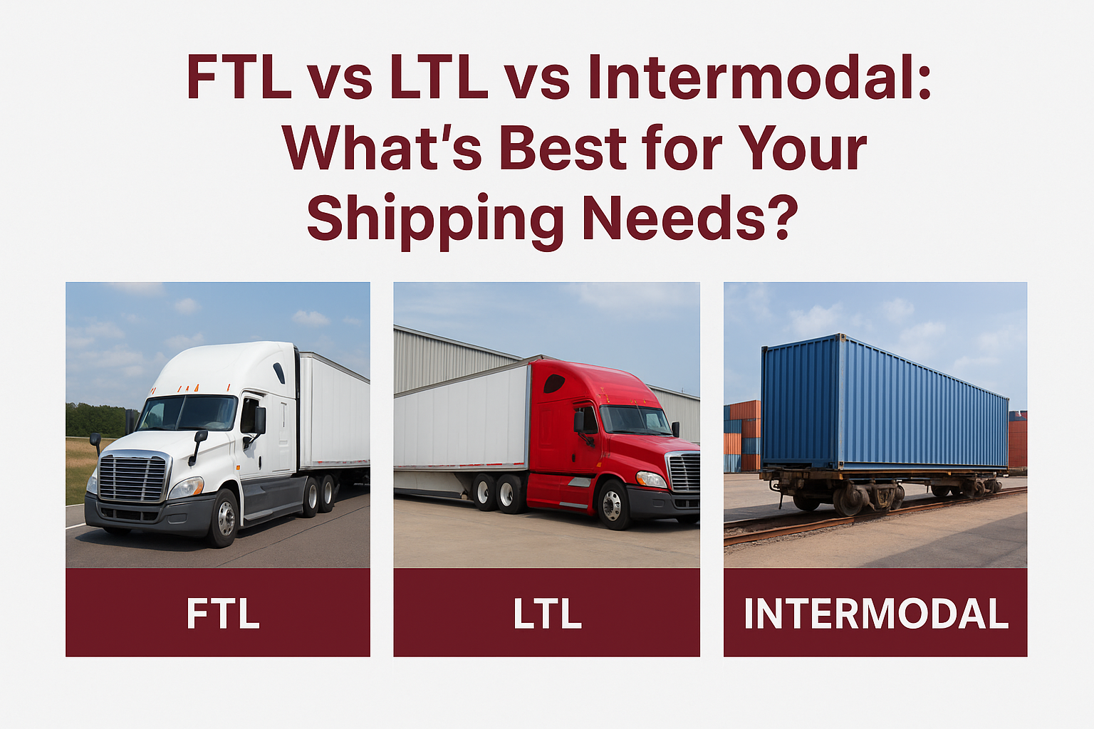FTL vs LTL vs Intermodal: What’s Best for Your Shipping Needs?